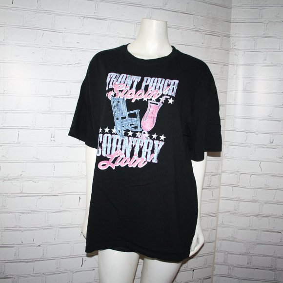 🪑🌾🎶 Country Livin’ Tee · Black · Porch Vibes · Size XL - Picture 3 of 5